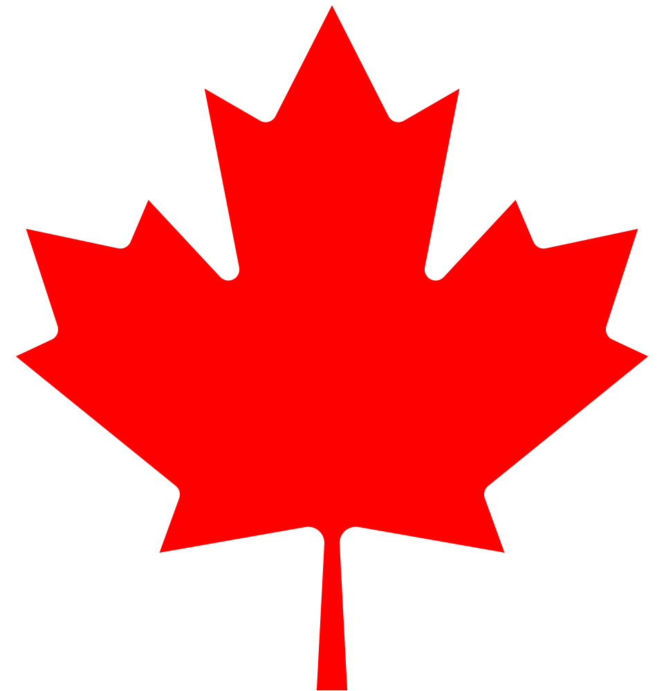 Red maple leaf silhouette on a black background